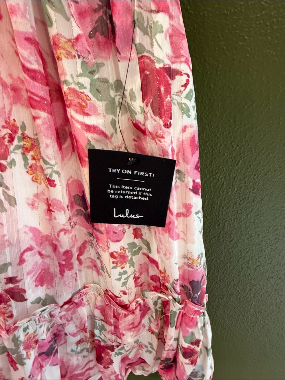 Lulu's Pink Floral Halter Tie Dress - Picture 2 of 5